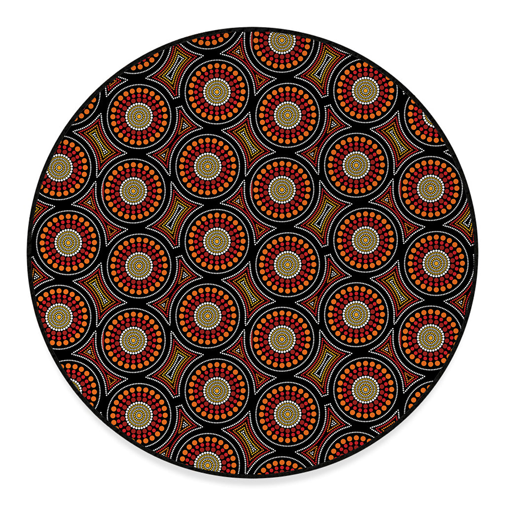 Australian Aboriginal Dot Pattern Print Round Floor Mat