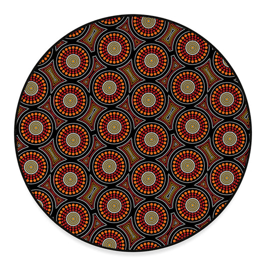 Australian Aboriginal Dot Pattern Print Round Floor Mat