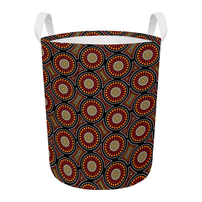 Australian Aboriginal Dot Pattern Print Round Laundry Basket