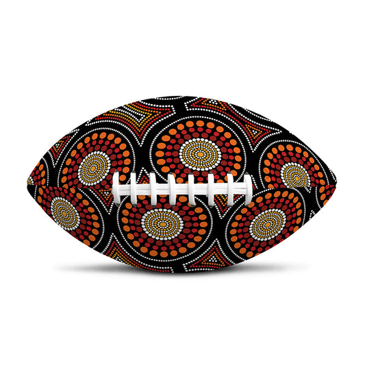 Australian Aboriginal Dot Pattern Print Rugby Ball