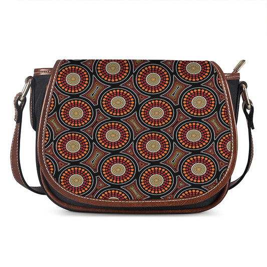 Australian Aboriginal Dot Pattern Print Saddle Bag