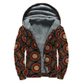 Australian Aboriginal Dot Pattern Print Sherpa Lined Zip Up Hoodie