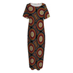 Australian Aboriginal Dot Pattern Print Short Sleeve Long Nightdress