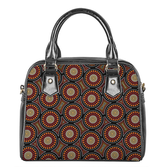 Australian Aboriginal Dot Pattern Print Shoulder Handbag