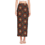 Australian Aboriginal Dot Pattern Print Side Slit Maxi Skirt