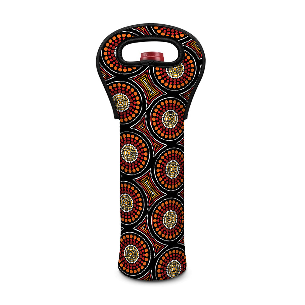 Australian Aboriginal Dot Pattern Print Single Neoprene Wine Tote
