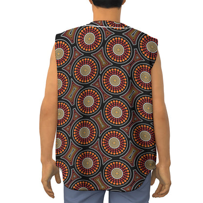 Australian Aboriginal Dot Pattern Print Sleeveless Baseball Jersey