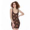 Australian Aboriginal Dot Pattern Print Sleeveless Bodycon Dress