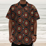 Australian Aboriginal Dot Pattern Print Textured Short Sleeve Shirt