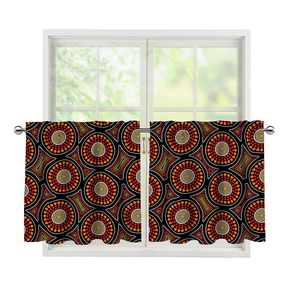 Australian Aboriginal Dot Pattern Print Tier Curtains