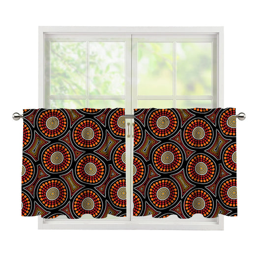 Australian Aboriginal Dot Pattern Print Tier Curtains