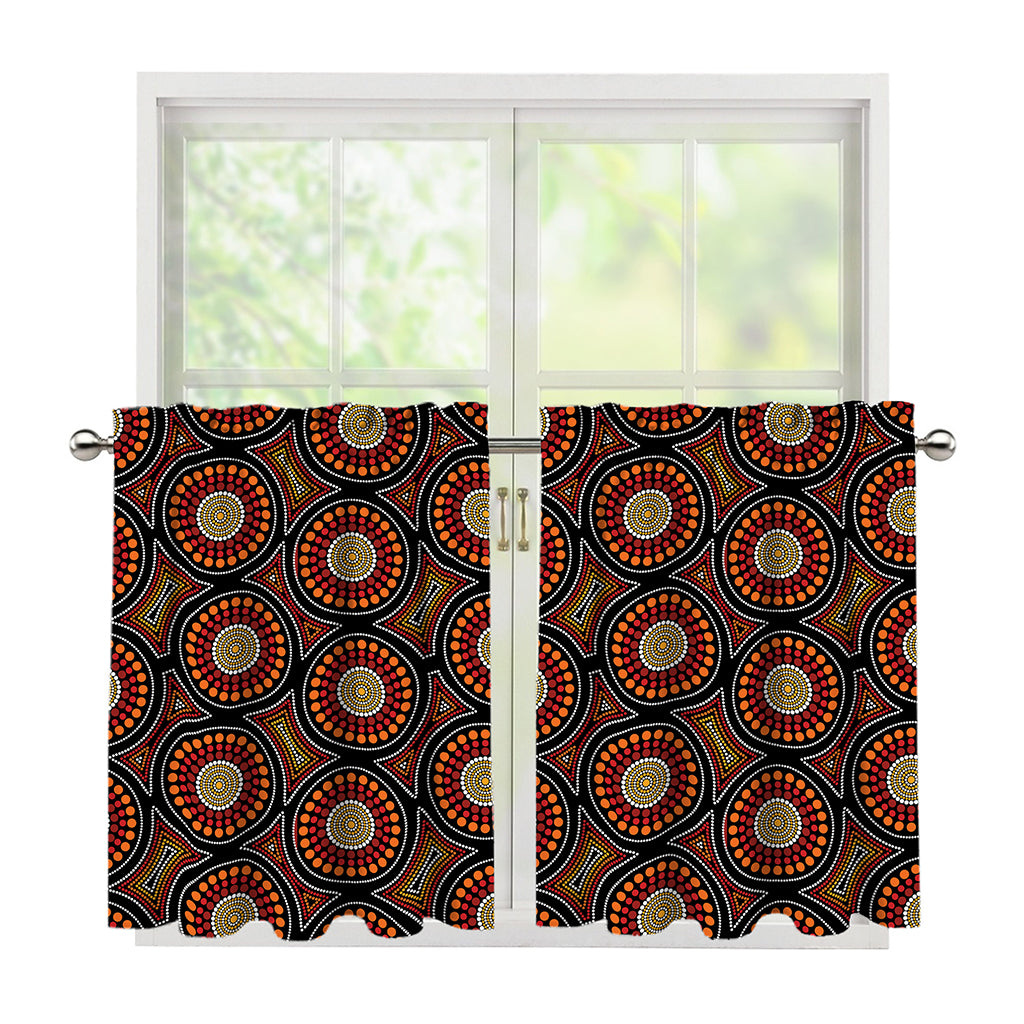Australian Aboriginal Dot Pattern Print Tier Curtains