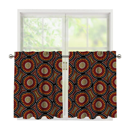 Australian Aboriginal Dot Pattern Print Tier Curtains