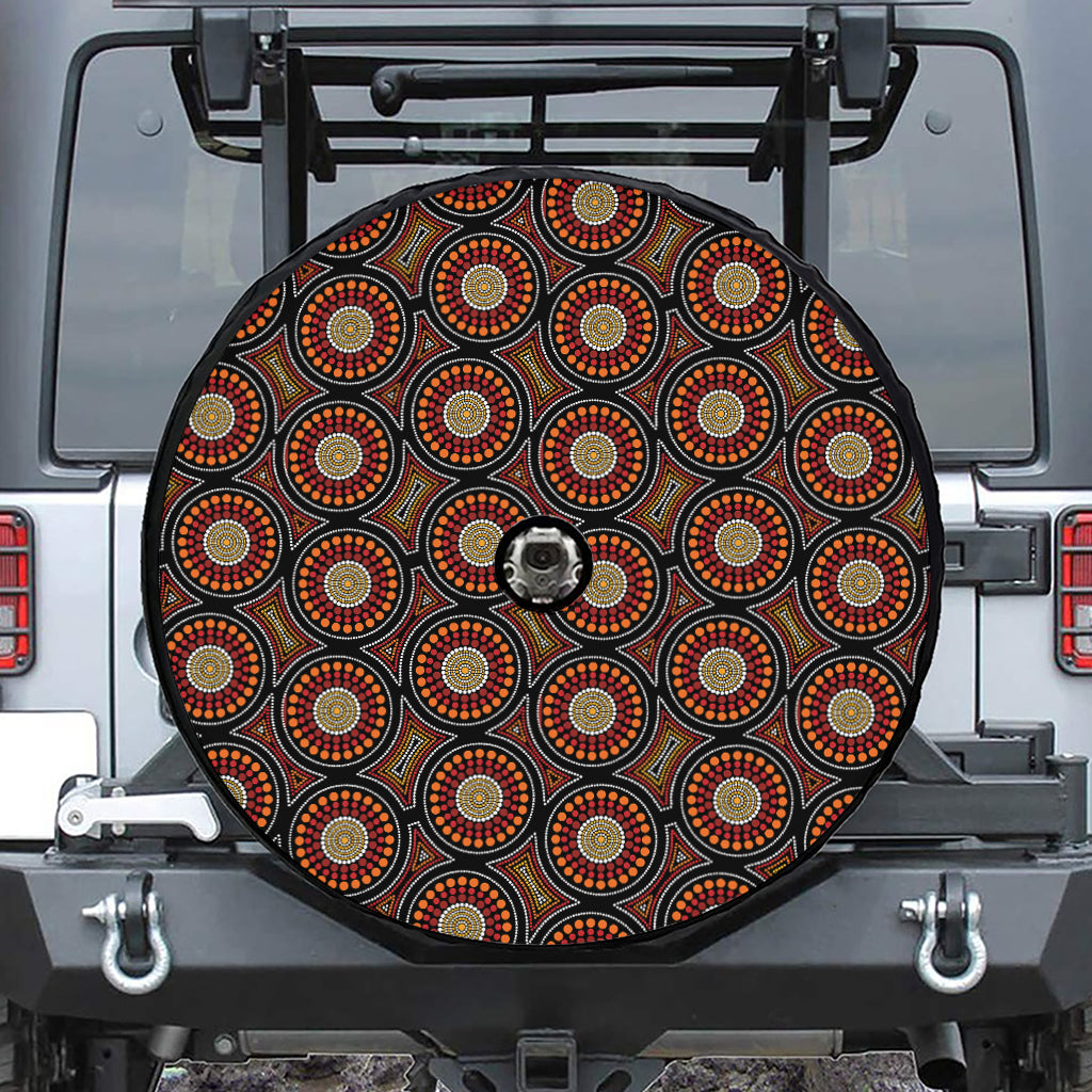 Australian Aboriginal Dot Pattern Print Tire Cover With Camera Hole