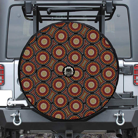 Australian Aboriginal Dot Pattern Print Tire Cover With Camera Hole