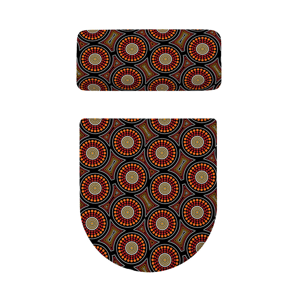 Australian Aboriginal Dot Pattern Print Toilet Lid And Tank Cover Set