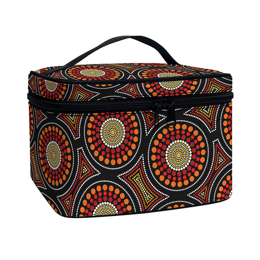 Australian Aboriginal Dot Pattern Print Travel Makeup Bag
