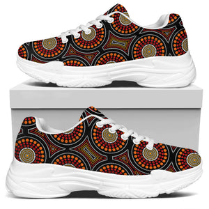 Australian Aboriginal Dot Pattern Print White Chunky Shoes