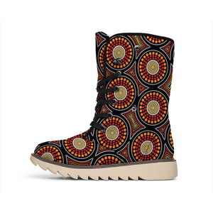 Australian Aboriginal Dot Pattern Print Winter Boots