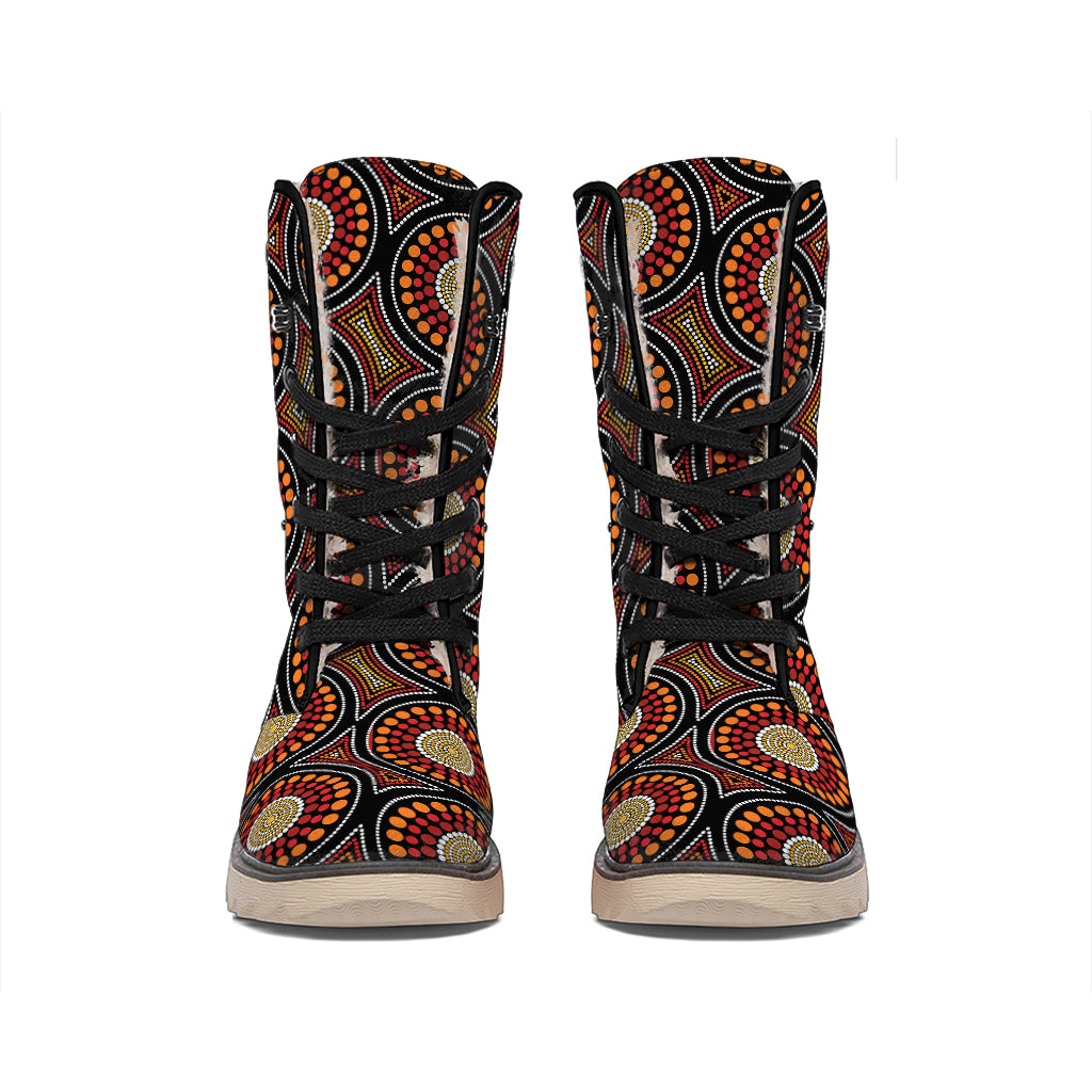 Australian Aboriginal Dot Pattern Print Winter Boots