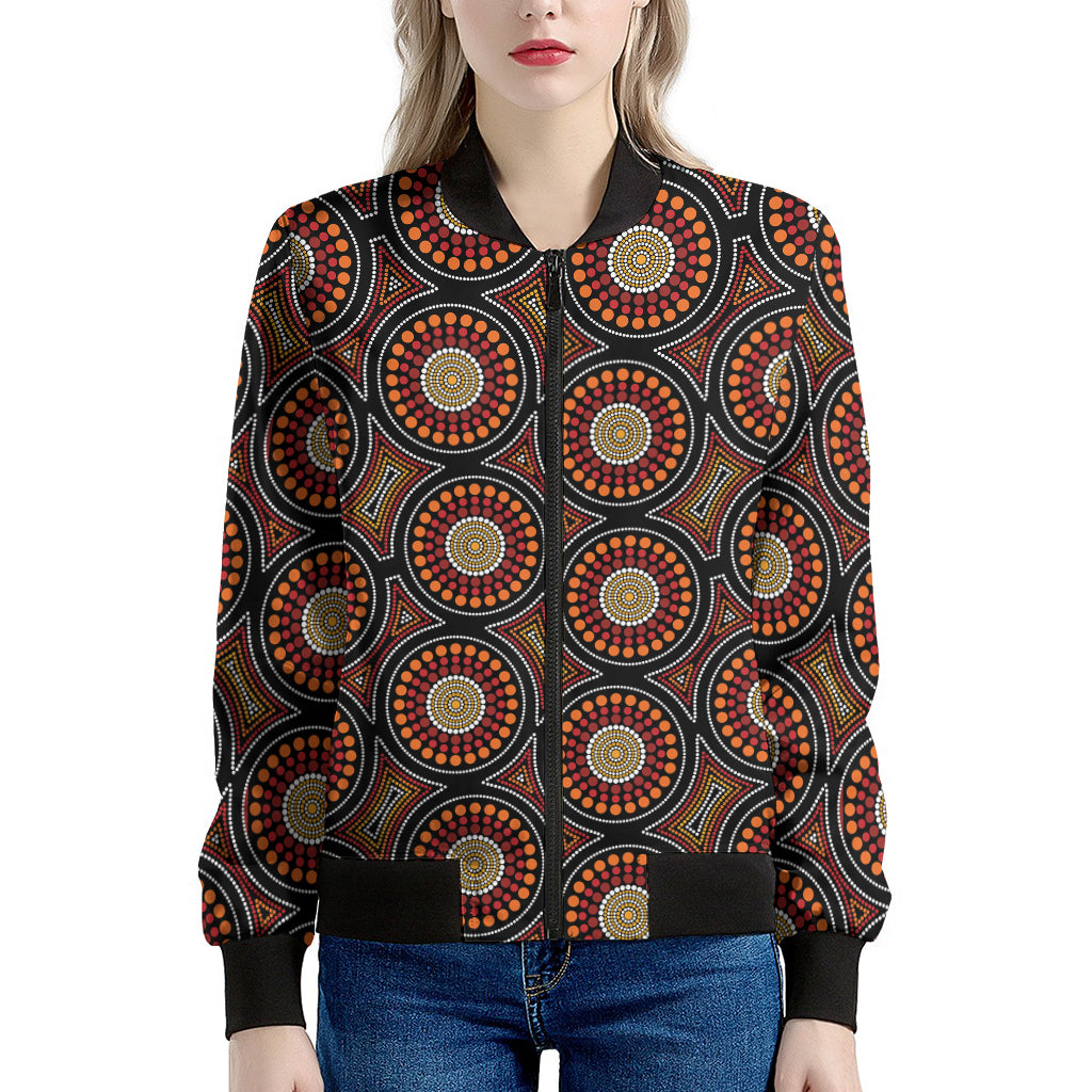 Australian Aboriginal Dot Pattern Print Women's Bomber Jacket