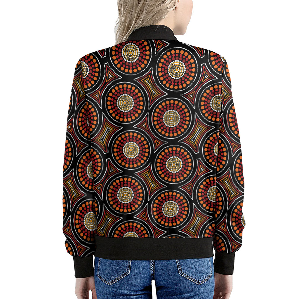 Australian Aboriginal Dot Pattern Print Women's Bomber Jacket