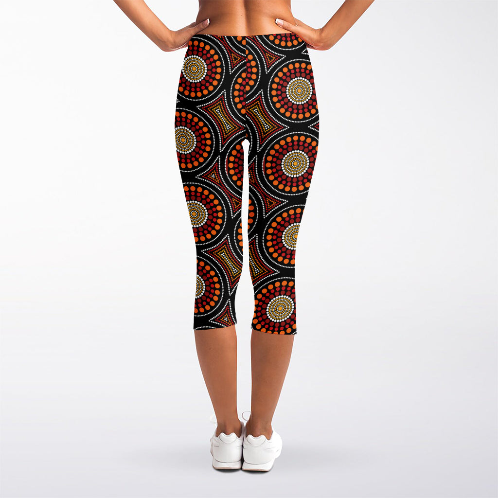 Australian Aboriginal Dot Pattern Print Women's Capri Leggings