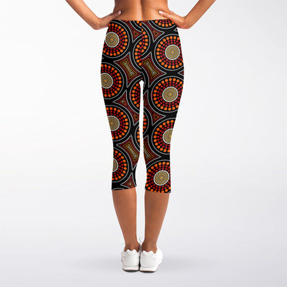 Australian Aboriginal Dot Pattern Print Women's Capri Leggings