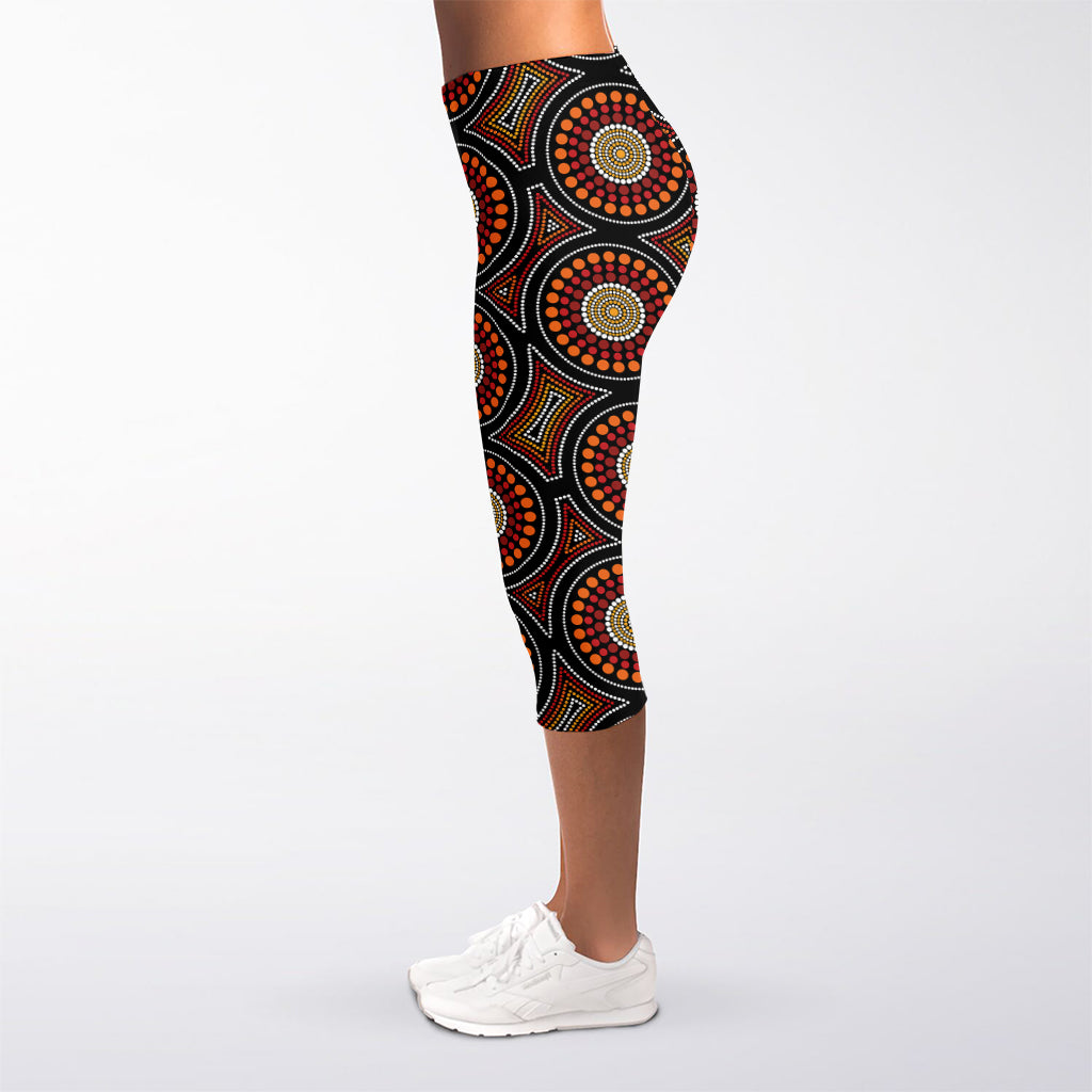 Australian Aboriginal Dot Pattern Print Women's Capri Leggings