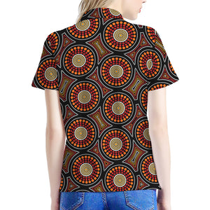 Australian Aboriginal Dot Pattern Print Women's Polo Shirt