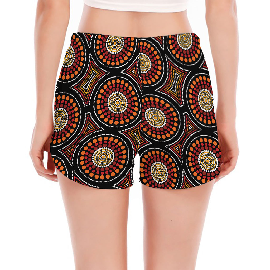 Australian Aboriginal Dot Pattern Print Women's Split Running Shorts