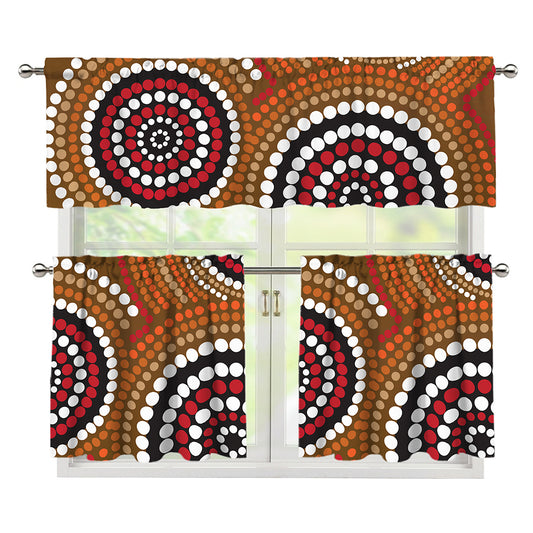 Australian Aboriginal Dot Print 3 Piece Kitchen Curtains