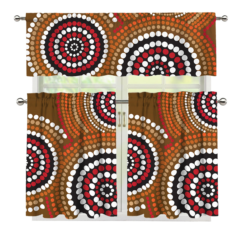 Australian Aboriginal Dot Print 3 Piece Kitchen Curtains