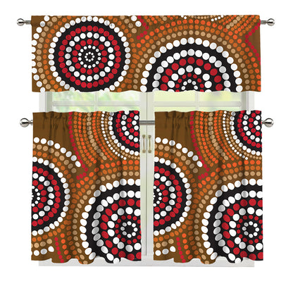 Australian Aboriginal Dot Print 3 Piece Kitchen Curtains