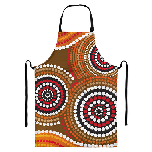 Australian Aboriginal Dot Print Bib Apron With Pocket