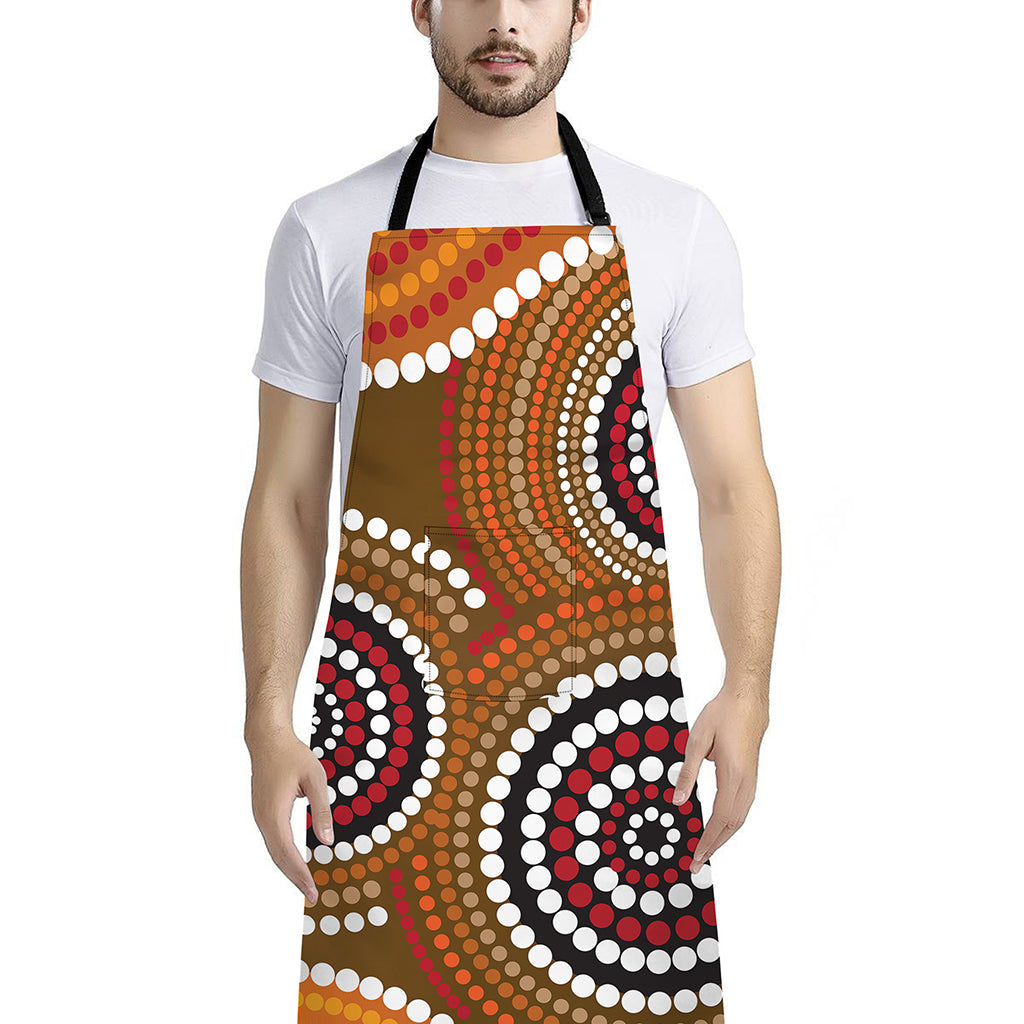 Australian Aboriginal Dot Print Bib Apron With Pocket