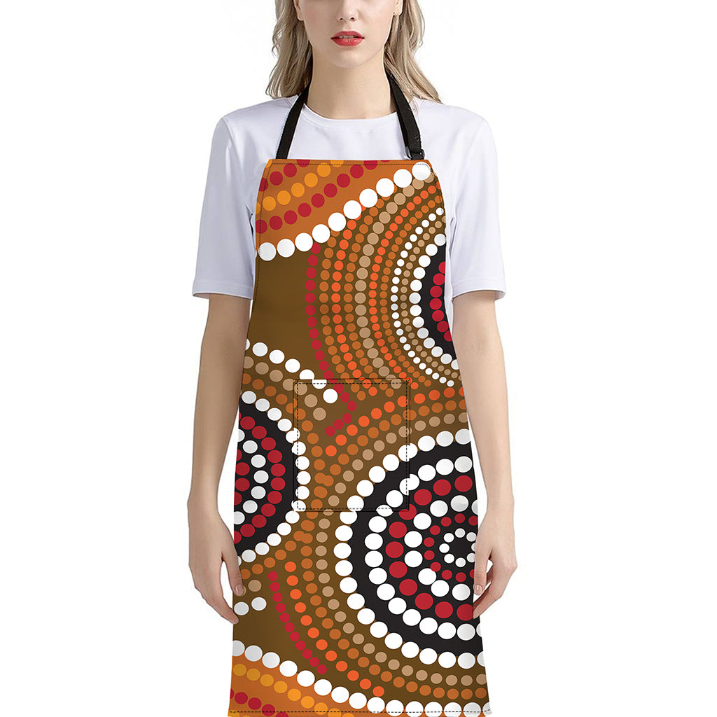 Australian Aboriginal Dot Print Bib Apron With Pocket