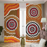 Australian Aboriginal Dot Print Blackout Pencil Pleat Curtains