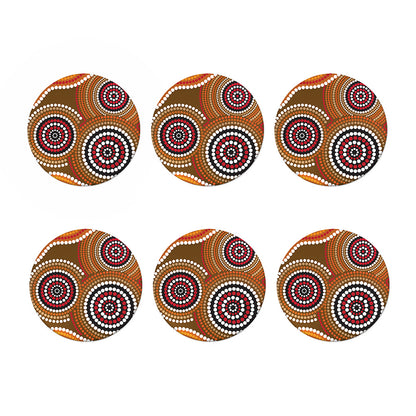 Australian Aboriginal Dot Print Coaster Set