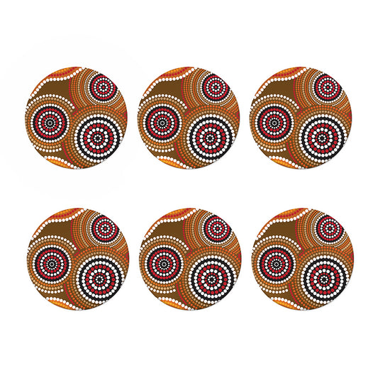 Australian Aboriginal Dot Print Coaster Set