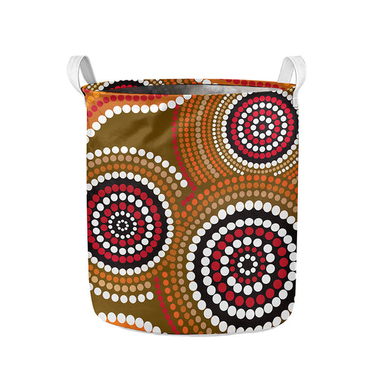Australian Aboriginal Dot Print Collapsible Laundry Basket