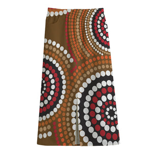 Australian Aboriginal Dot Print Cotton Front Slit Maxi Skirt