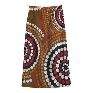 Australian Aboriginal Dot Print Cotton Front Slit Maxi Skirt