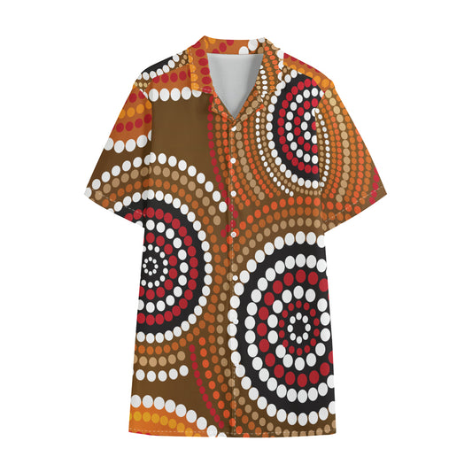 Australian Aboriginal Dot Print Cotton Hawaiian Shirt