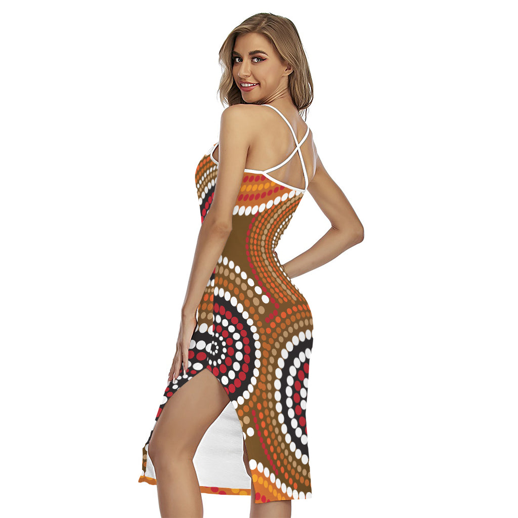 Australian Aboriginal Dot Print Cross Back Cami Dress