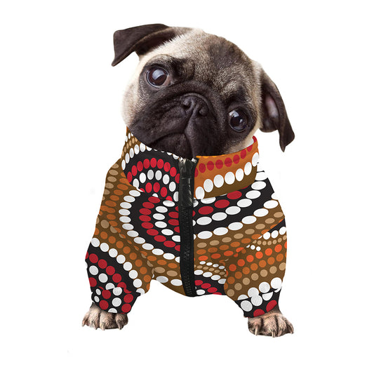 Australian Aboriginal Dot Print Dog Zip Up Jacket