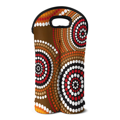 Australian Aboriginal Dot Print Double Neoprene Wine Tote