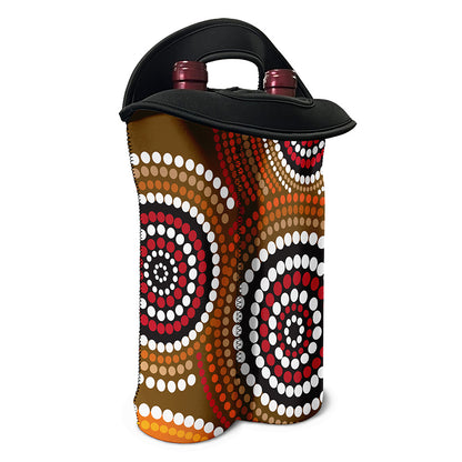 Australian Aboriginal Dot Print Double Neoprene Wine Tote