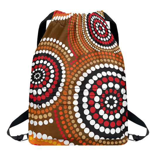 Australian Aboriginal Dot Print Drawstring Backpack