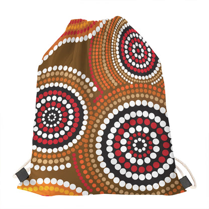 Australian Aboriginal Dot Print Drawstring Bag
